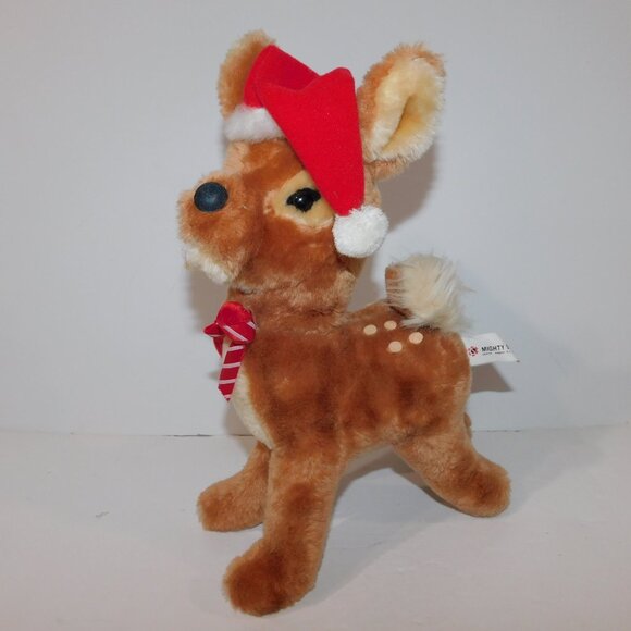 Set 2 VTG 80s Mighty Star Poseable 11" Plush ringing Christmas Reindeer Deer - Picture 2 of 9